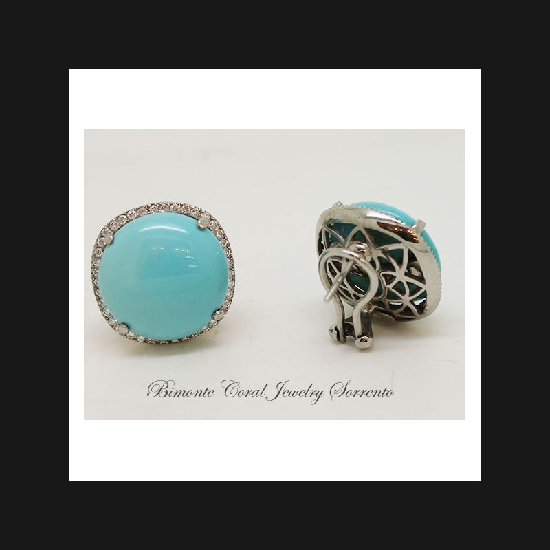 "Cielo" Turquoise and Diamonds Earrings