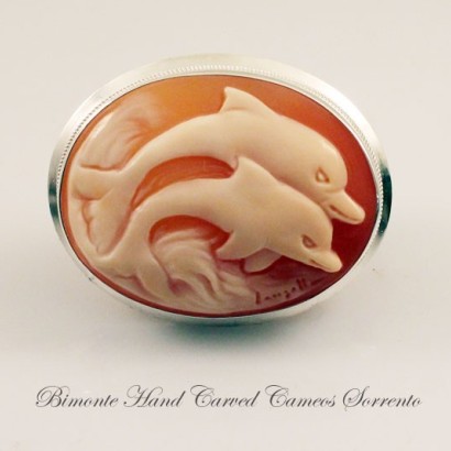 "Dolphins" Cameo Brooch and Pendant