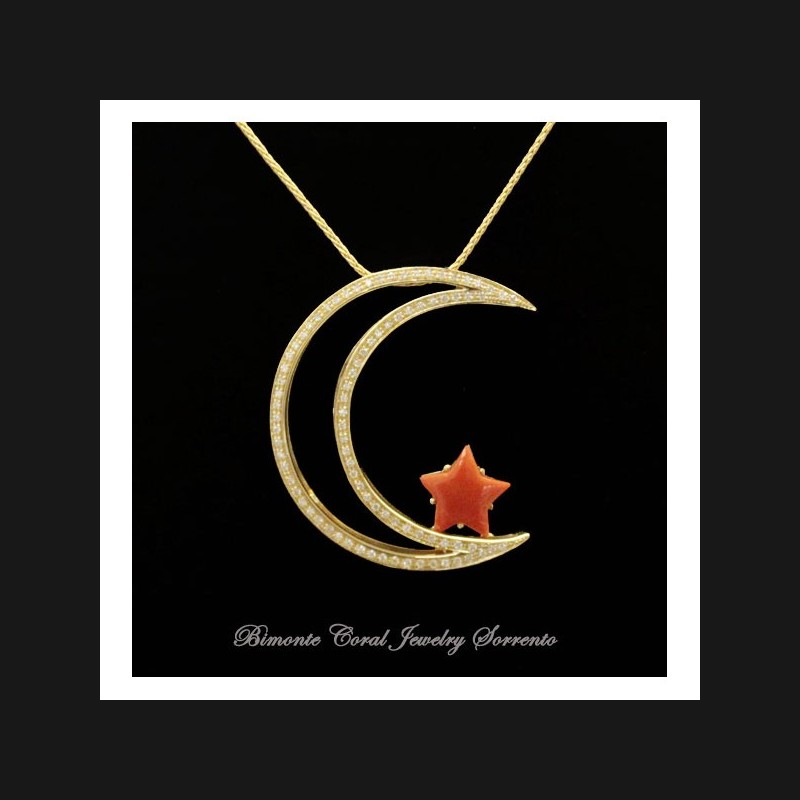 "Moon and Star" Coral Necklace