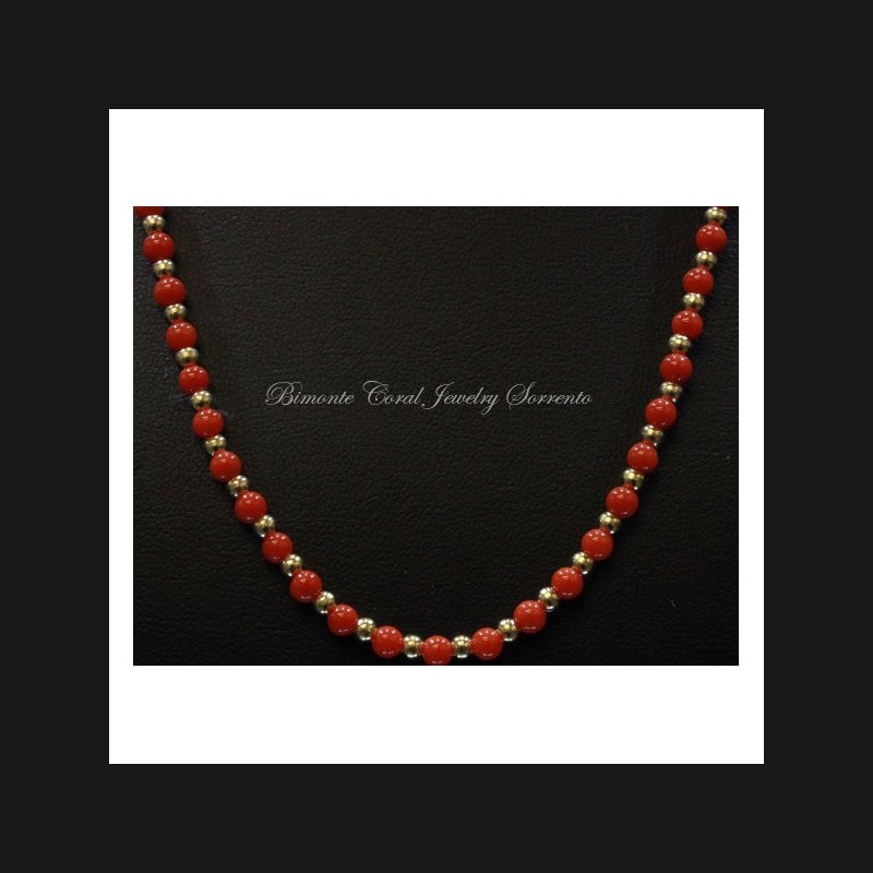 "Red and Gold" Coral Necklace