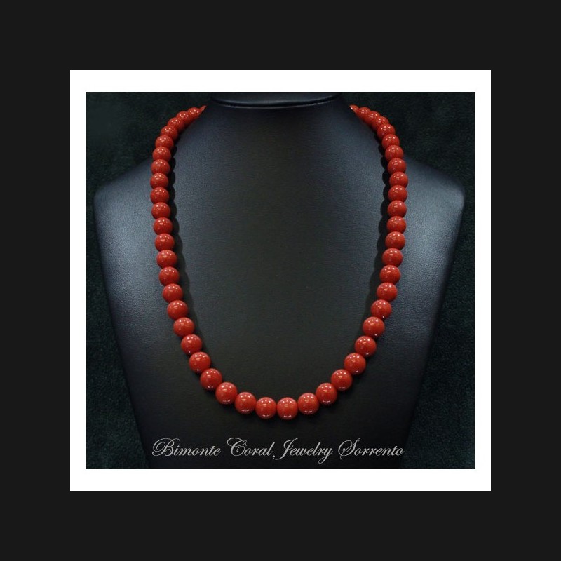 "From 8  mm to 9 mm" Red Italian Coral Necklace