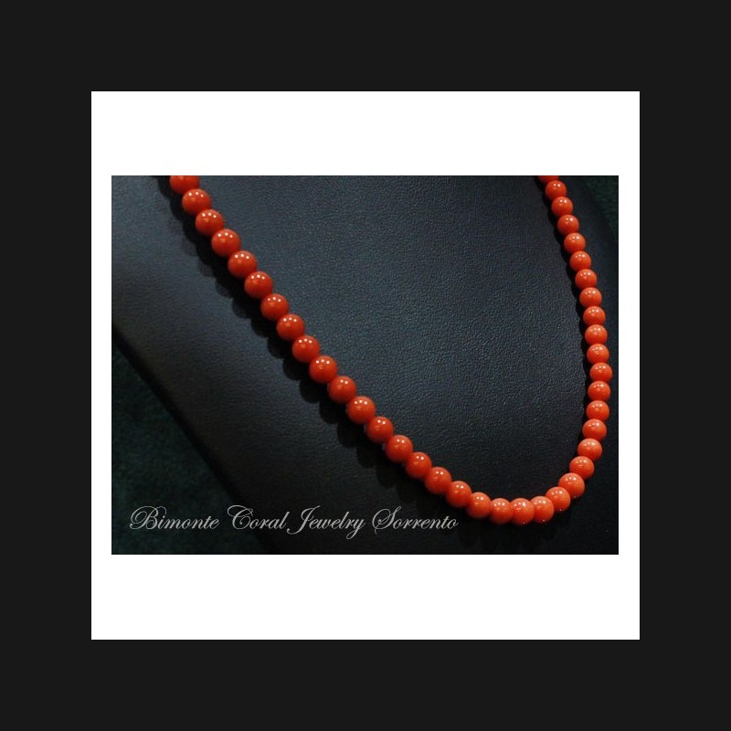 7 - 7,1/2 mm  Red Italian Coral Necklace