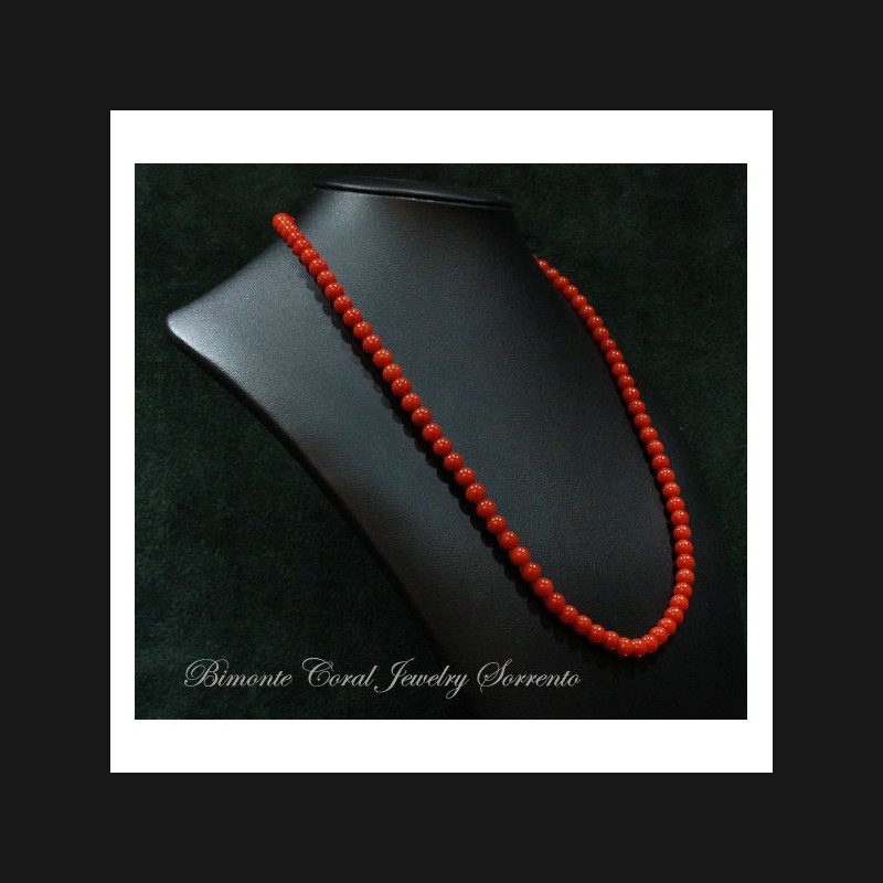 7 - 7,1/2 mm  Red Italian Coral Necklace