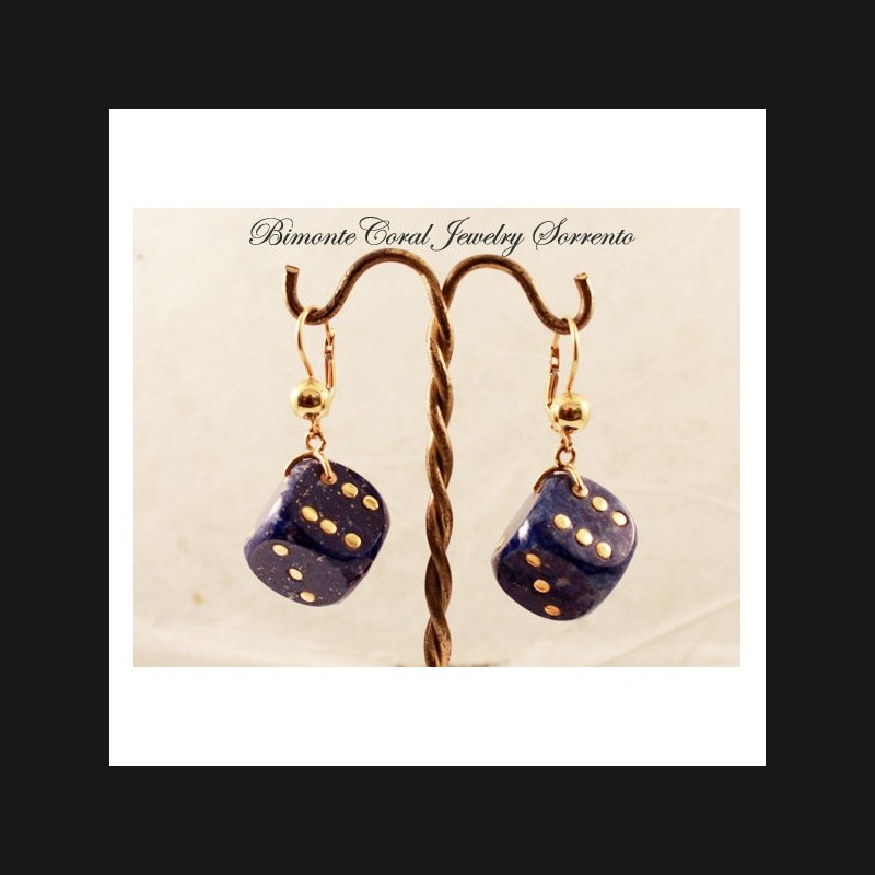 "Dice" Lapis Lazuli Stone Earrings