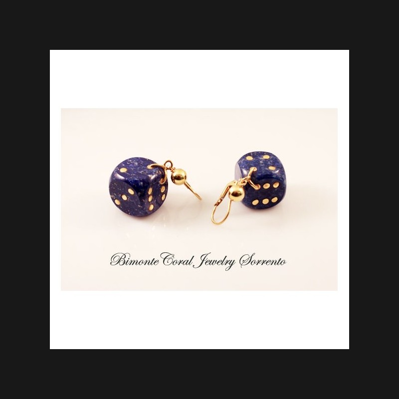 "Dice" Lapis Lazuli Stone Earrings