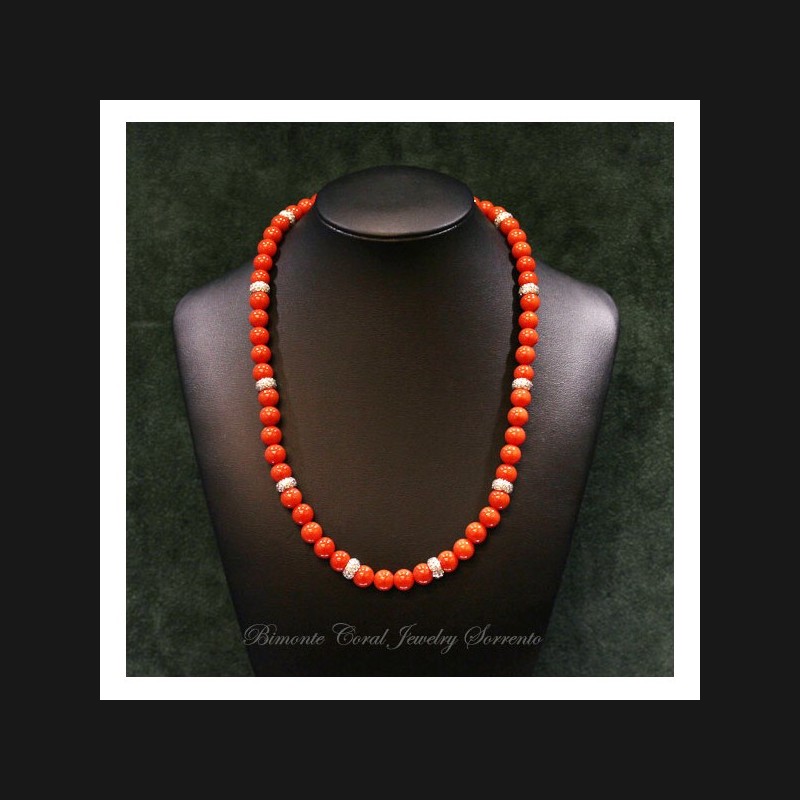 "Gorica" Coral and Diamonds Necklace