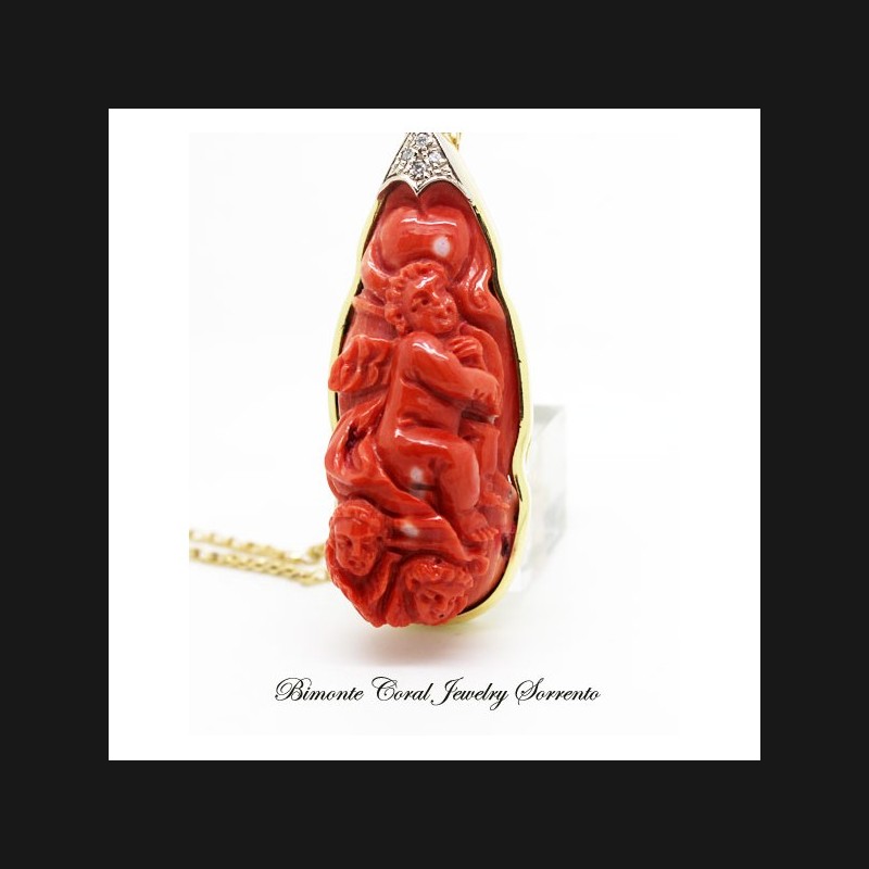 "Eros, Anteros and Niseros" Carved Coral Necklace