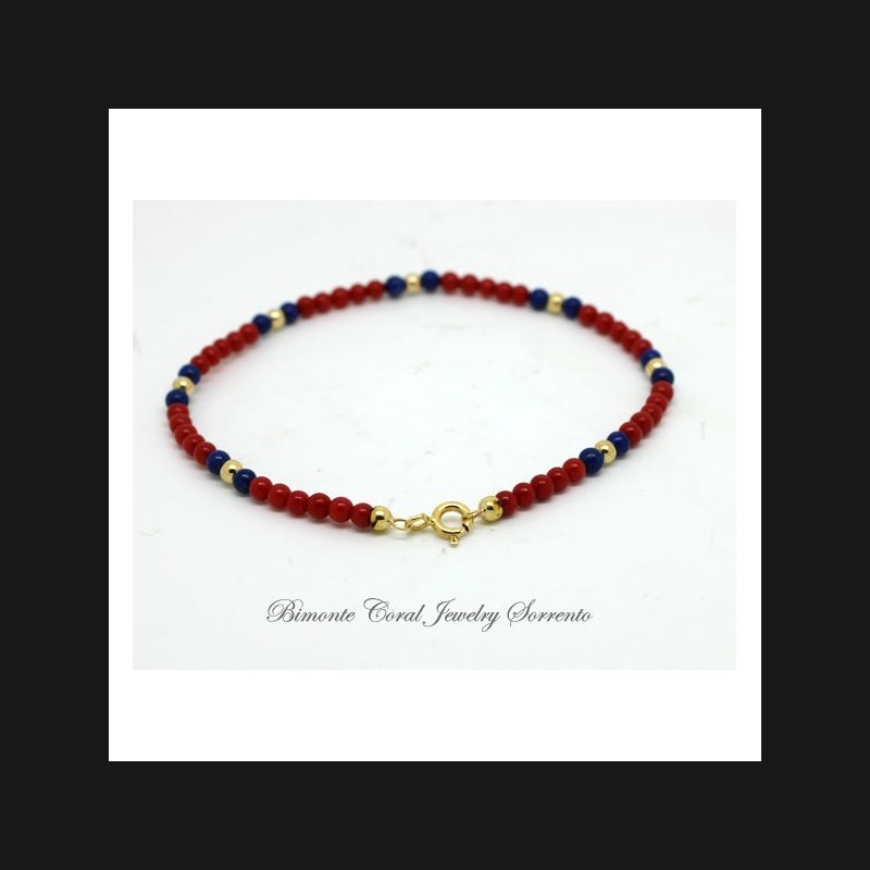 "Marina" Coral and Lapis Bracelet