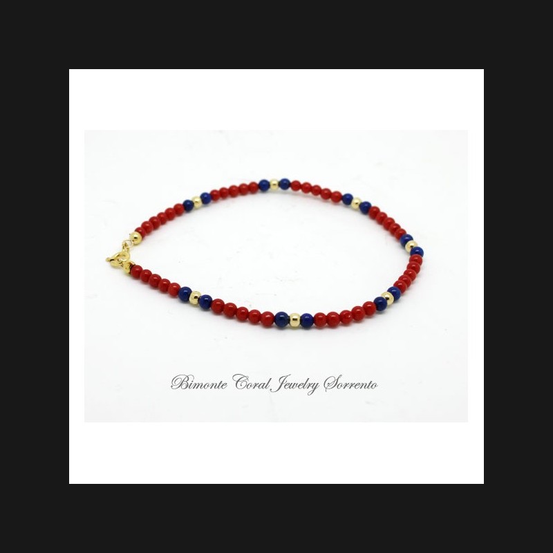 "Marina" Coral and Lapis Bracelet