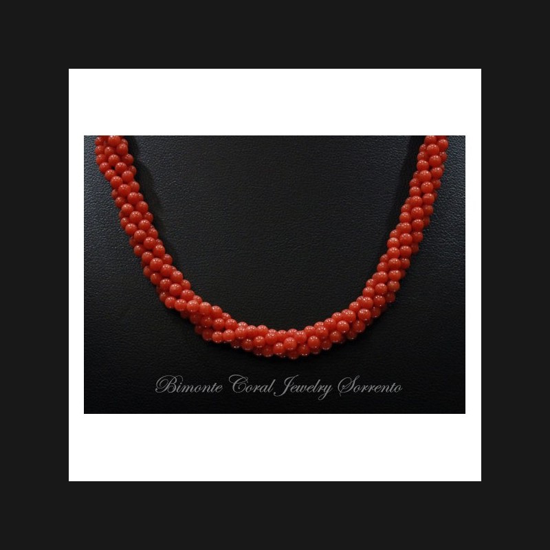 "Torchon" Red Italian Coral Necklace