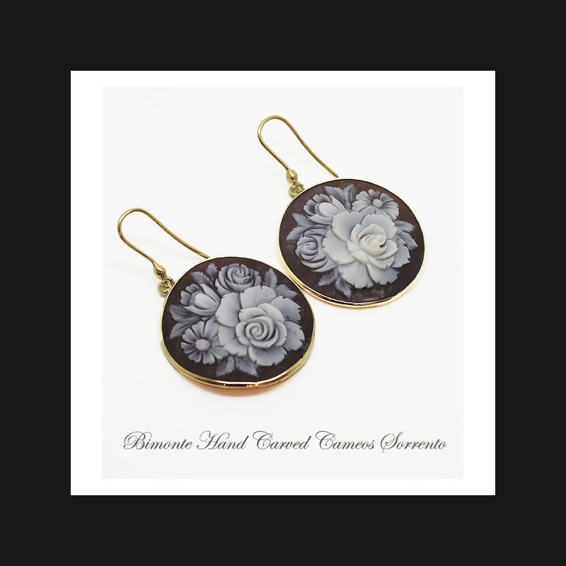 "White Roses"Cameo Earrings