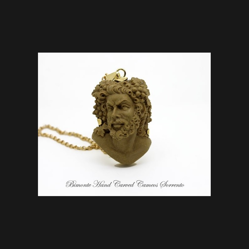 "Dionysus" Lava Stone Cameo Necklace