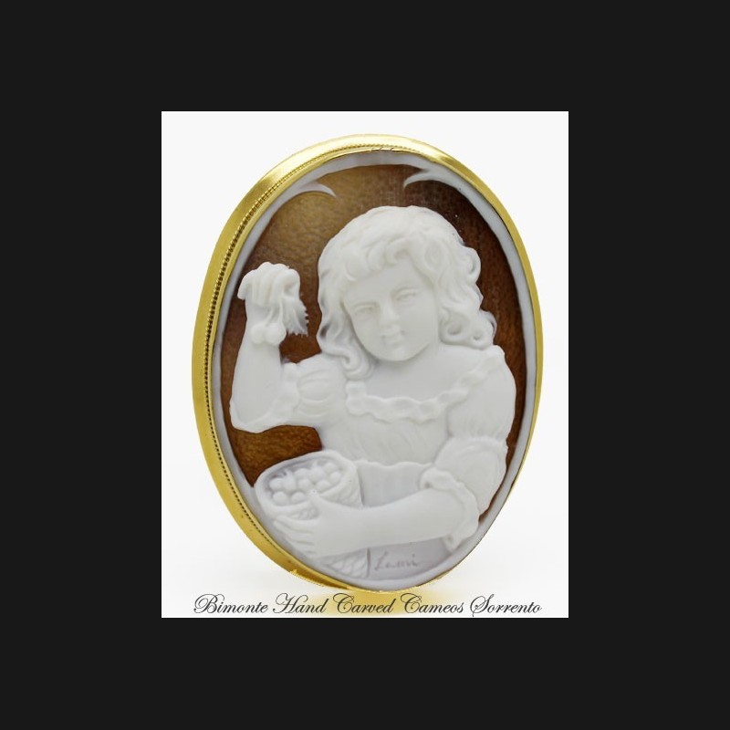 "Little Girl with Cherries" Cameo Brooch and Pendant