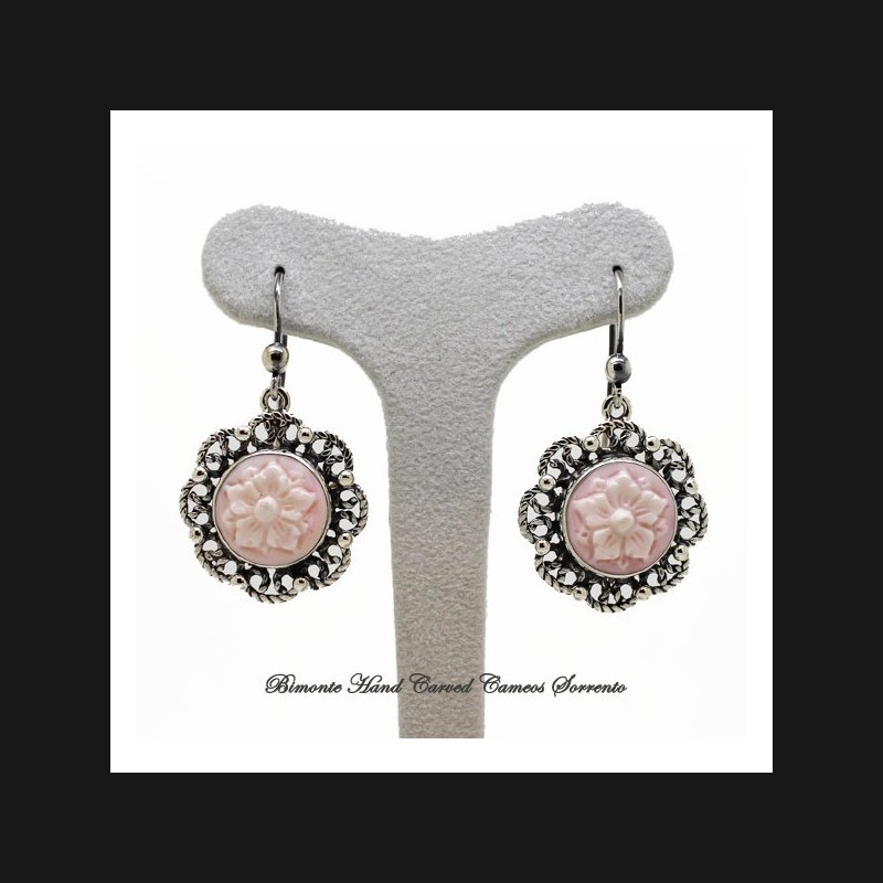 "Filigrana" Fiore Bianco Cameo Earrings