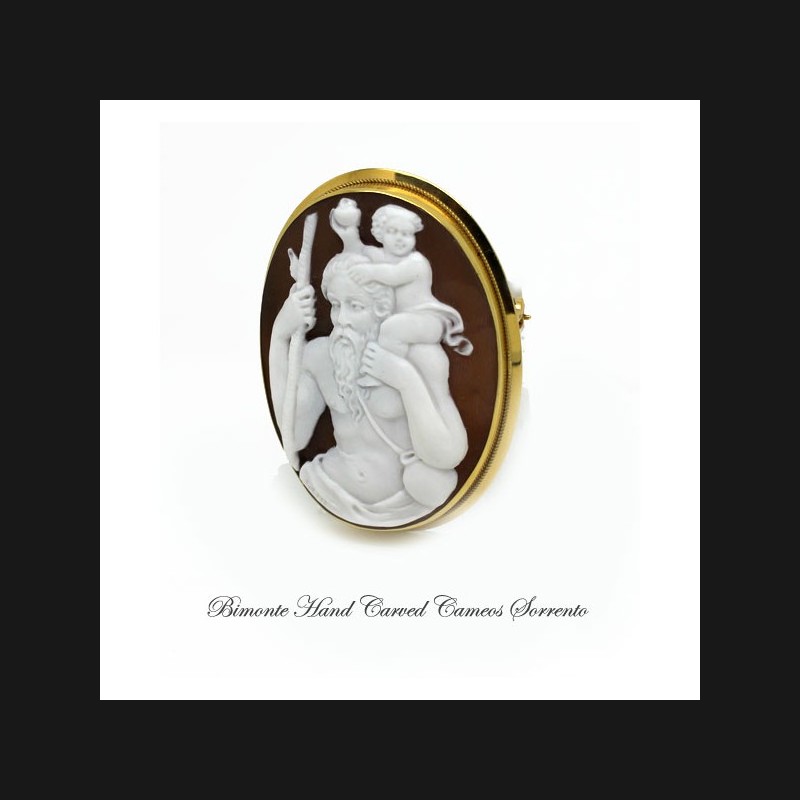 "Saint Christopher and the Child" Cameo Brooch and Pendant