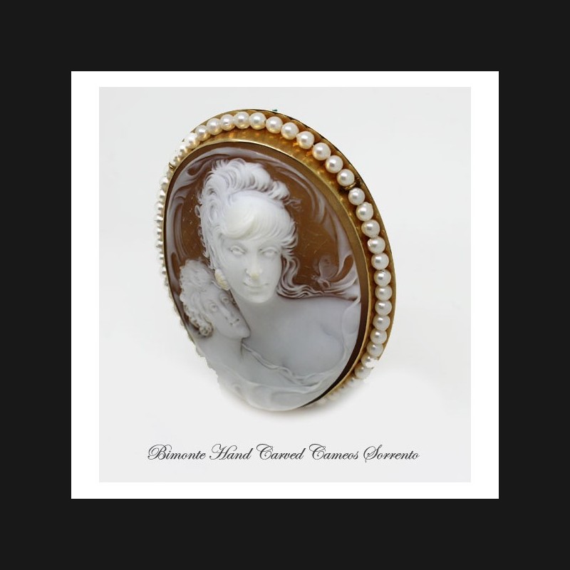 " A Beautiful Mother" Old Cameo Brooch and Pendant