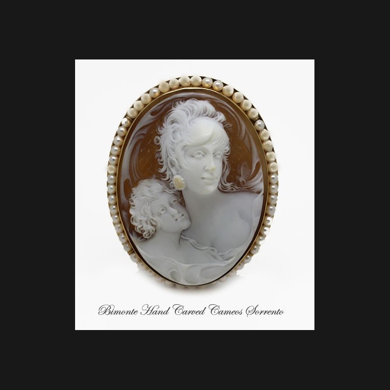 " A Beautiful Mother" Old Cameo Brooch and Pendant