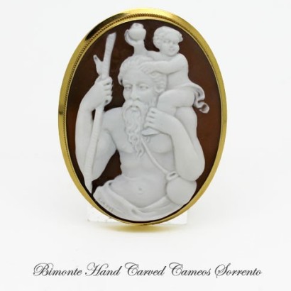 "Saint Christopher and the Child" Cameo Brooch and Pendant