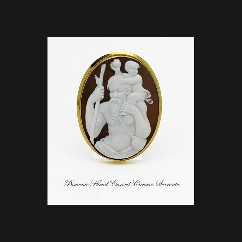 "Saint Christopher and the Child" Cameo Brooch and Pendant