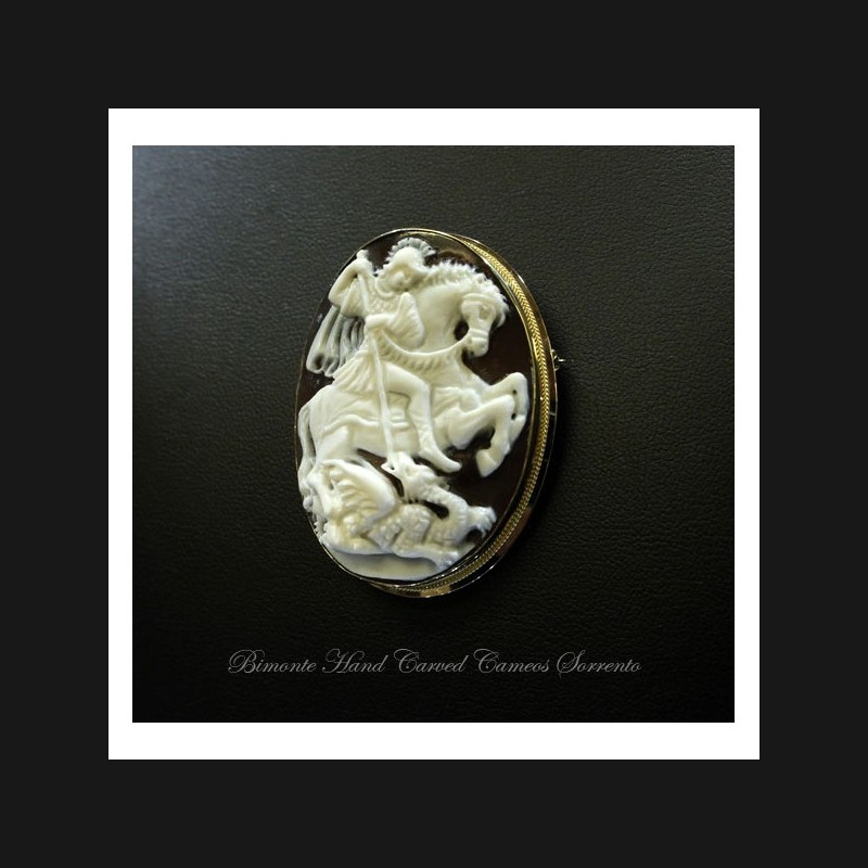 "Saint George and the Dragon" Cameo Brooch and Pendant