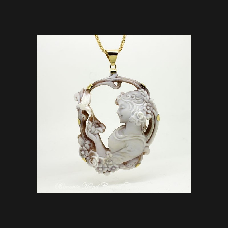 "Magnolia and the Hummingird" Cameo Necklace