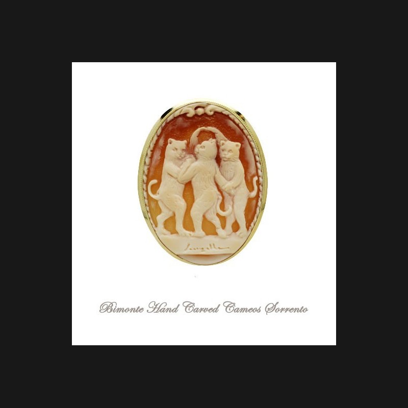 "The Three.....Cats" Cameo Brooch and Pendant