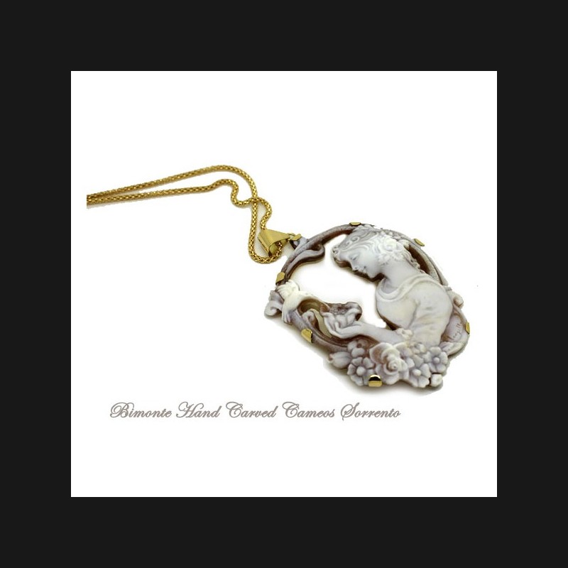 "Magnolia and the Hummingird" Cameo Necklace