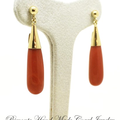 "Goccia" Red Coral Earrings