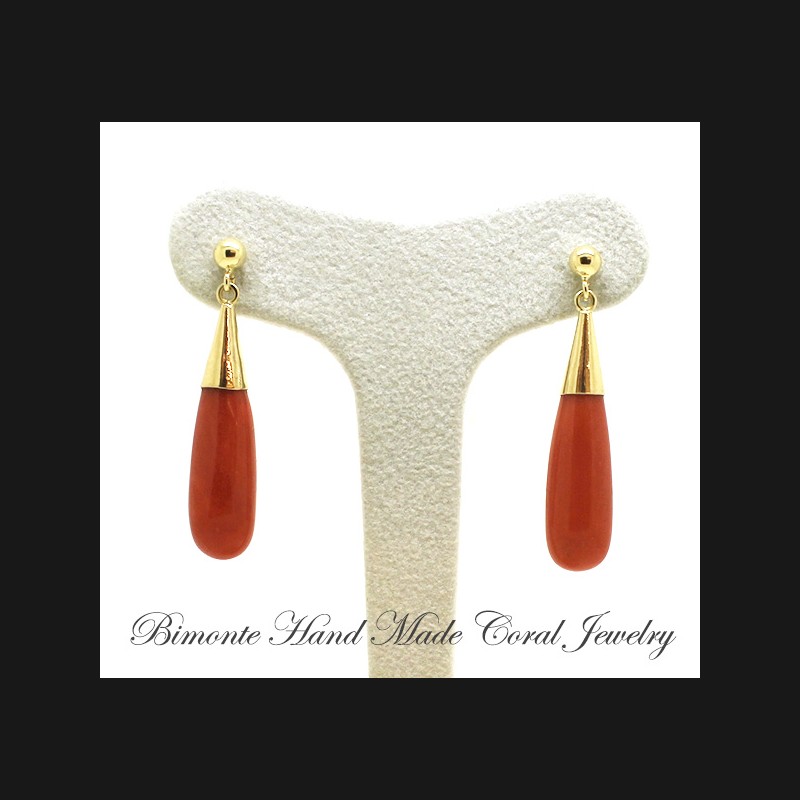 "Goccia" Red Coral Earrings