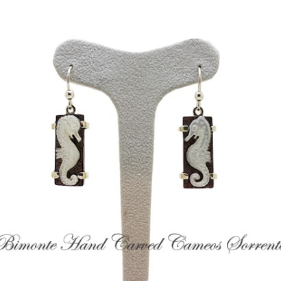 ''Seahorse'' Cameo Earrings