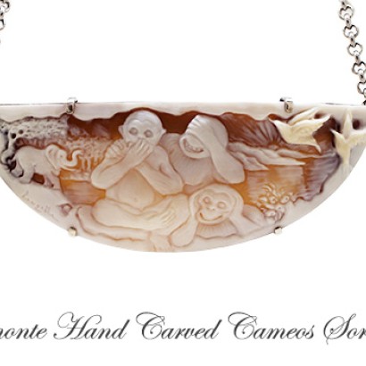 ''The Three Wise Monkeys'' Cameo Necklace