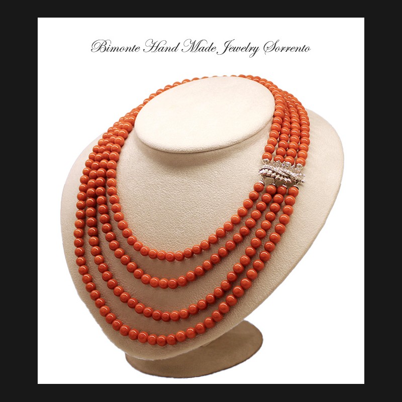 ''Liberty'' Four Strands Coral Necklace