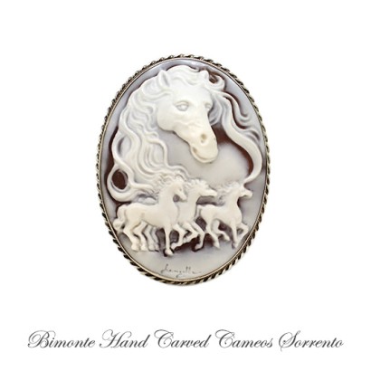''Horses'' Cameo Brooch and Pendant