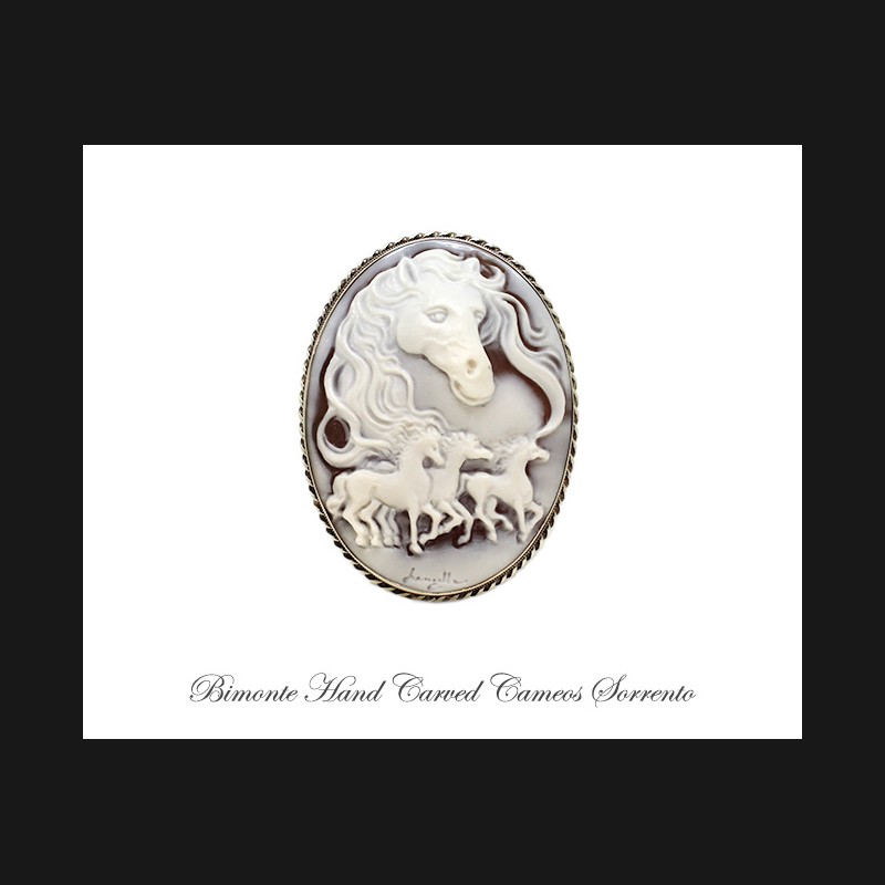 ''Horses'' Cameo Brooch and Pendant