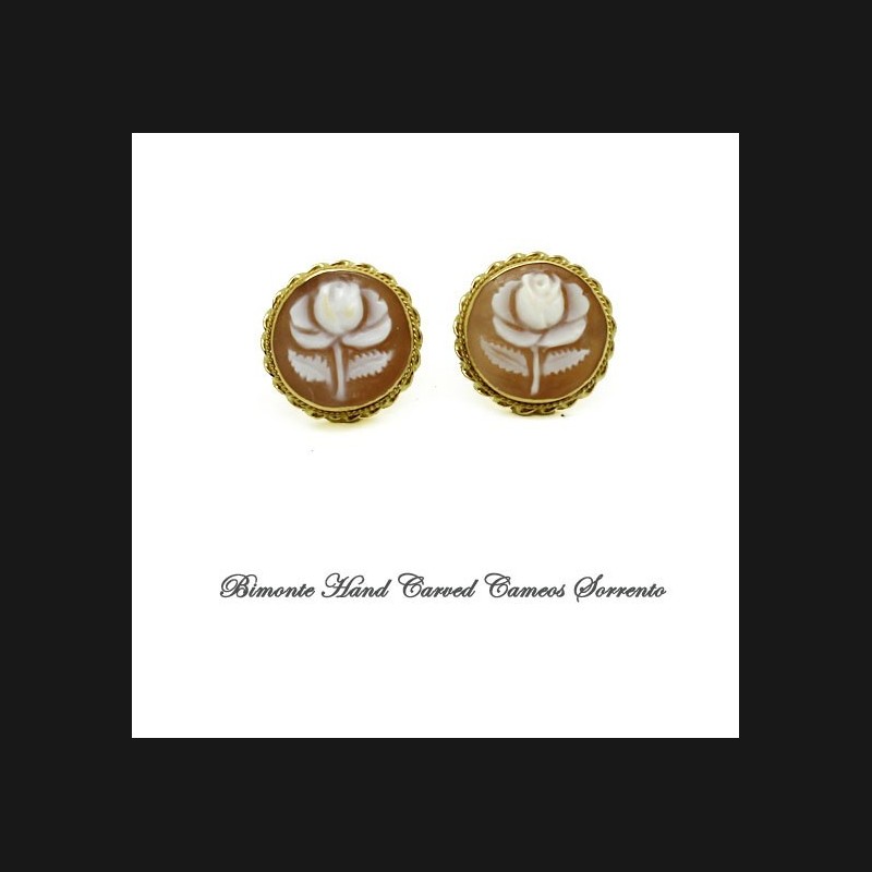 "White Rose" Cameo Earrings