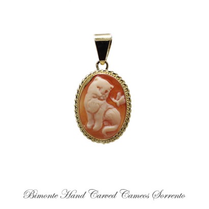 ''Cat & Butterfly'' Cameo Pendant