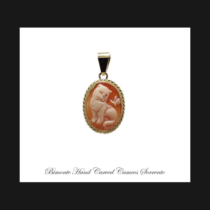 ''Cat & Butterfly'' Cameo Pendant