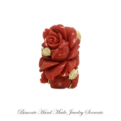 ''Rosa Rossa'' Red Italian Coral Ring