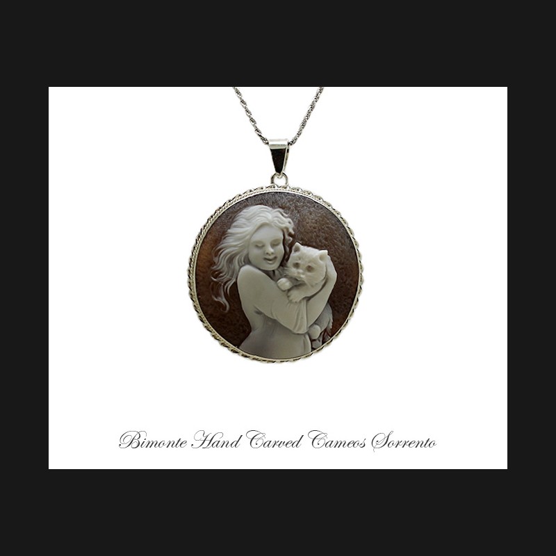 ''The Girl and Cat'' Cameo Necklace