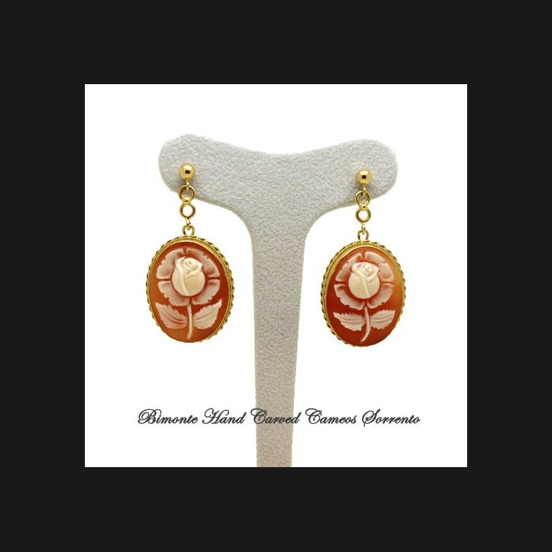 "Large Roses" Cameo Earrings