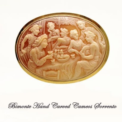 "The Rowers' Breakfast"Cameo Brooch And Pendant