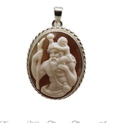 "Saint Christopher And The Child"Cameo Pendant