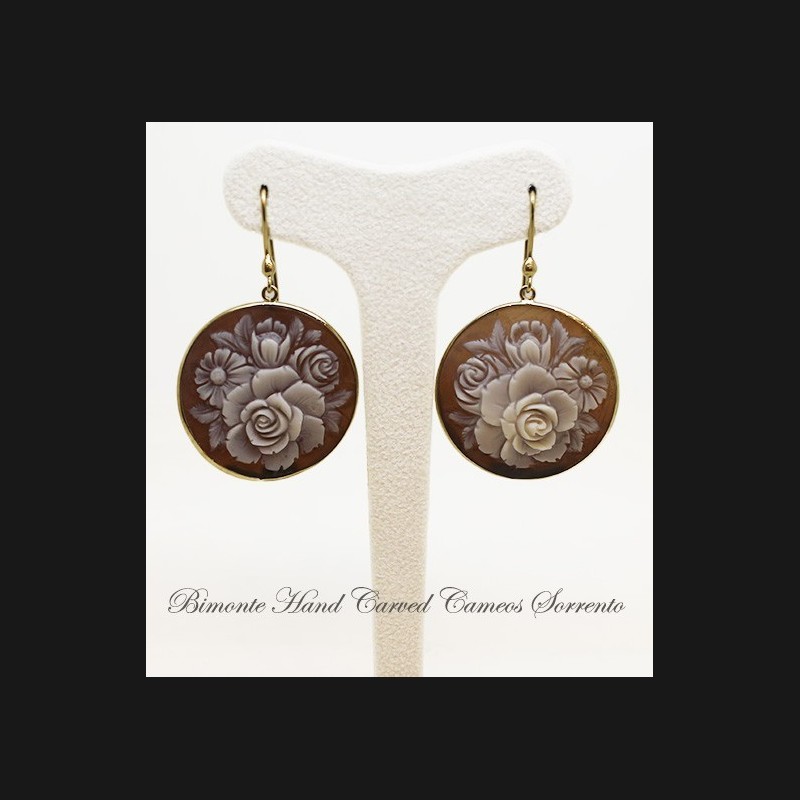 "White Roses"Cameo Earrings