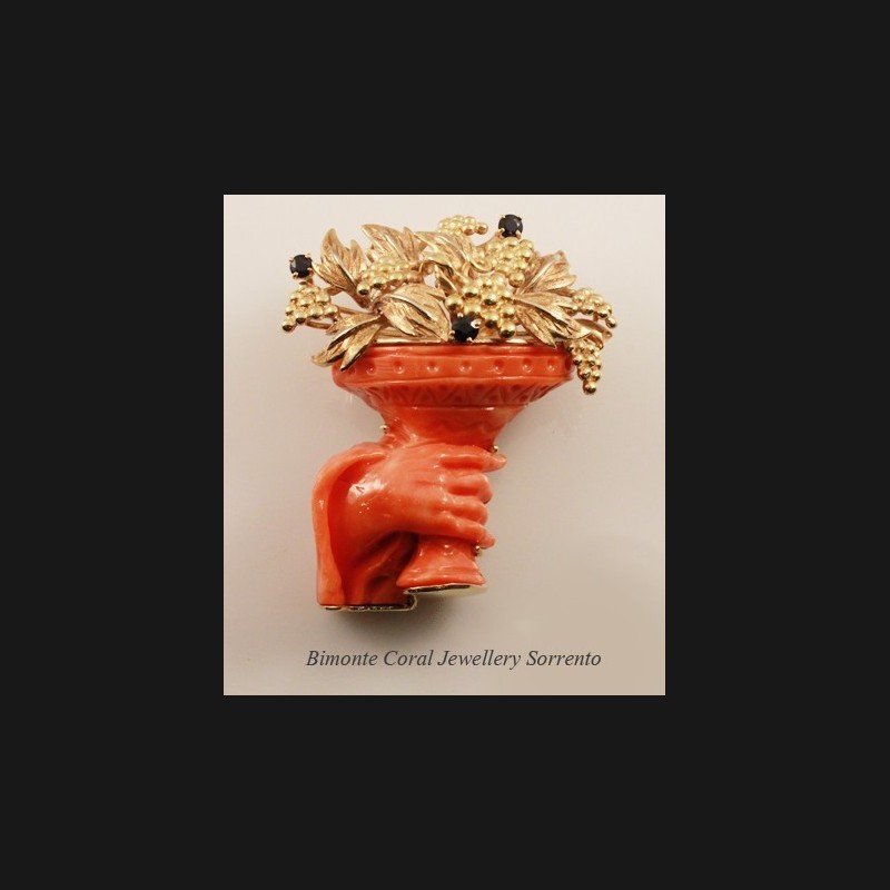 "Baccus Cup" Coral Brooch