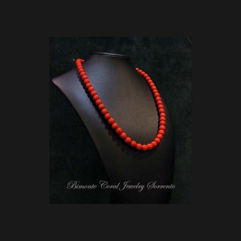 5,1/4 -  6 mm Red Italian Coral Necklace