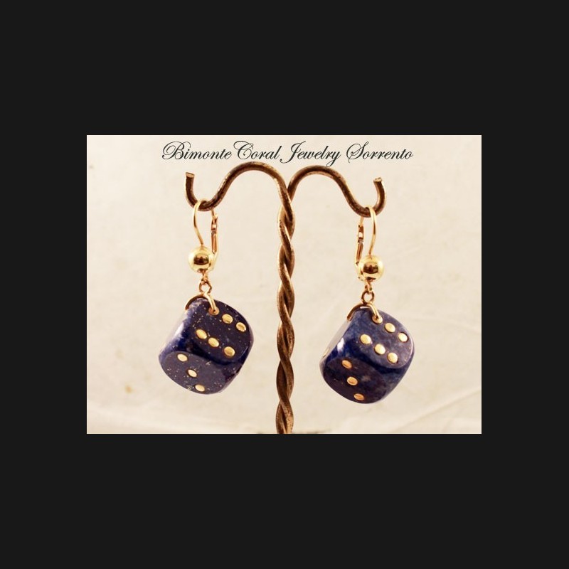 "Dice" Lapis Lazuli Stone Earrings