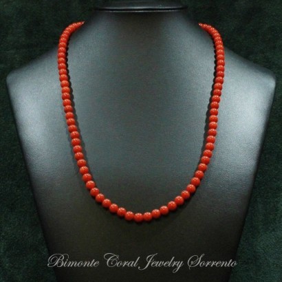 7 - 7,1/2 mm  Red Italian Coral Necklace