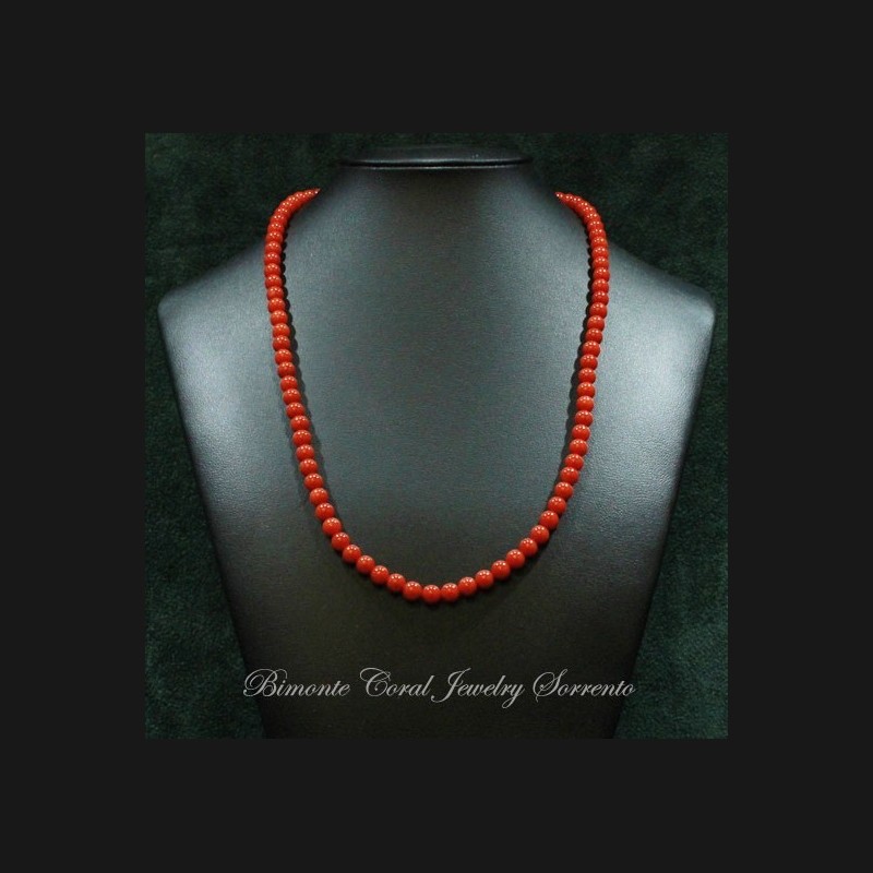 7 - 7,1/2 mm  Red Italian Coral Necklace