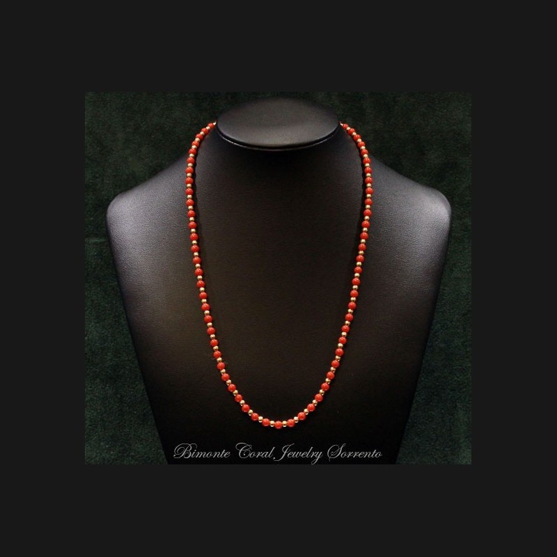 "Red and Gold" Coral Necklace