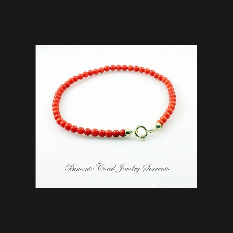 3,5 / 4 mm Red Italian Coral Bracelet